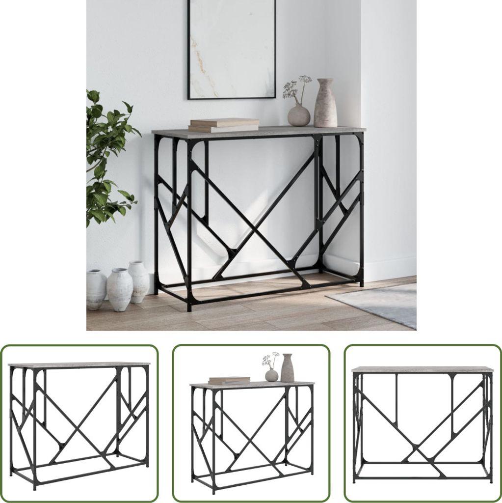 The Living Store Konsolentisch Grau Sonoma 100x40x80 cm Holzwerkstoff