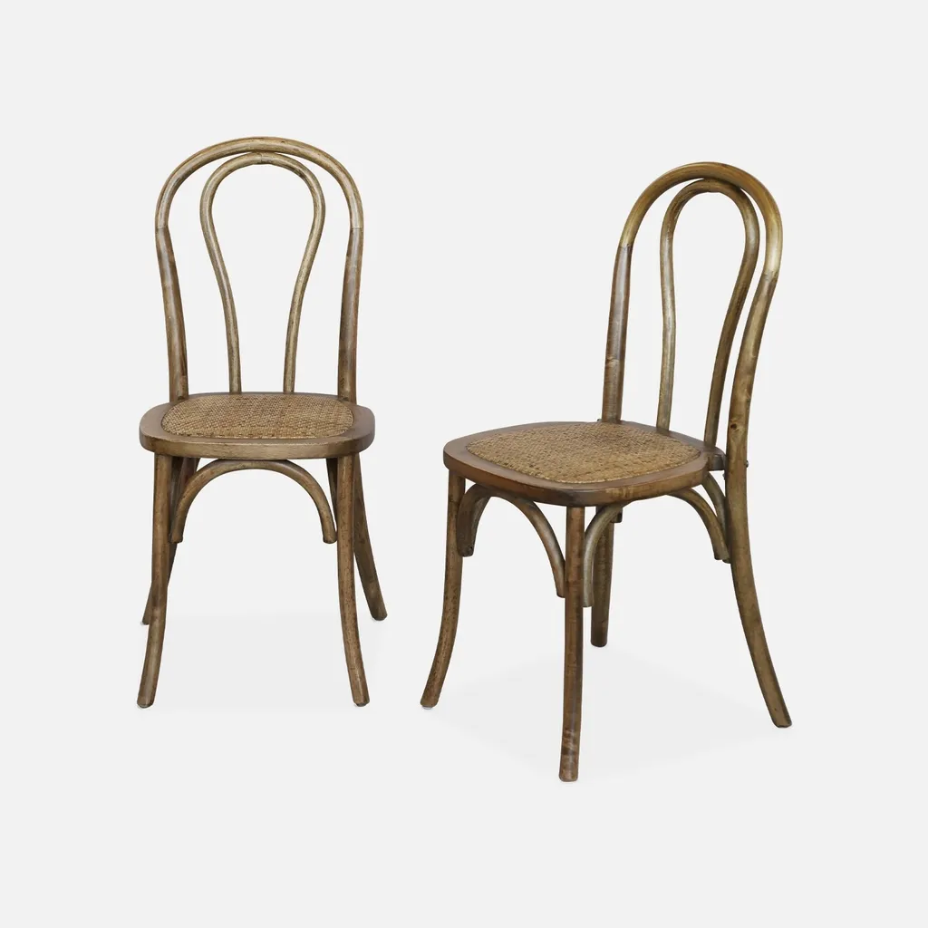 2 Sedie Vintage Legno e Rattan Marrone - Arredamento Interni