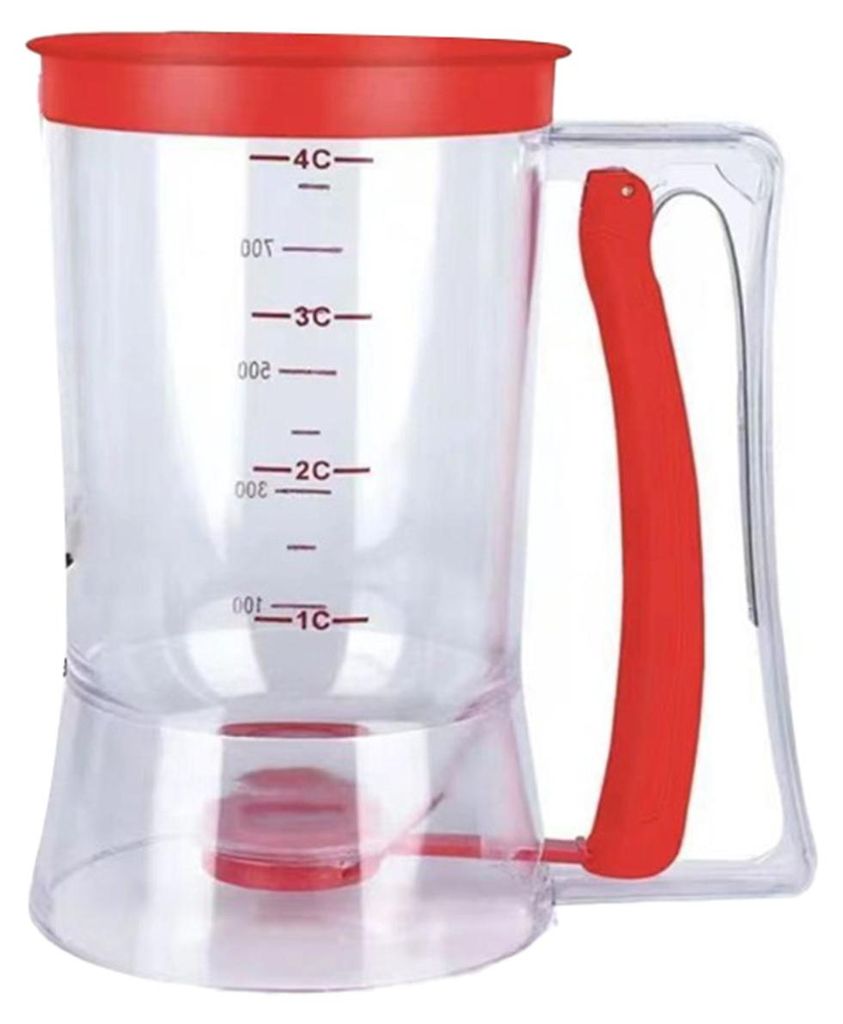 Handlicher Teigtrenner, BPA-frei, aus sicheren Materialien, auslaufsicherer Verschluss, präzise Dosierung (1–4 Tassen), integrierter Backtrichter