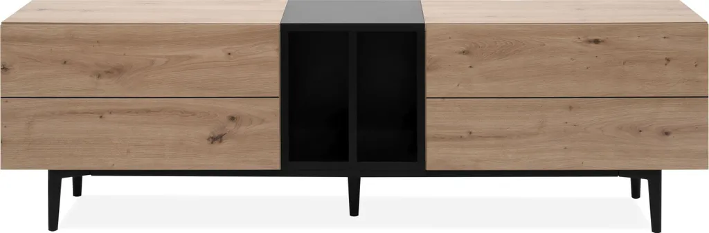 Meuble TV salon 160 cm chêne artisan NOLA pour grand écran et rangement