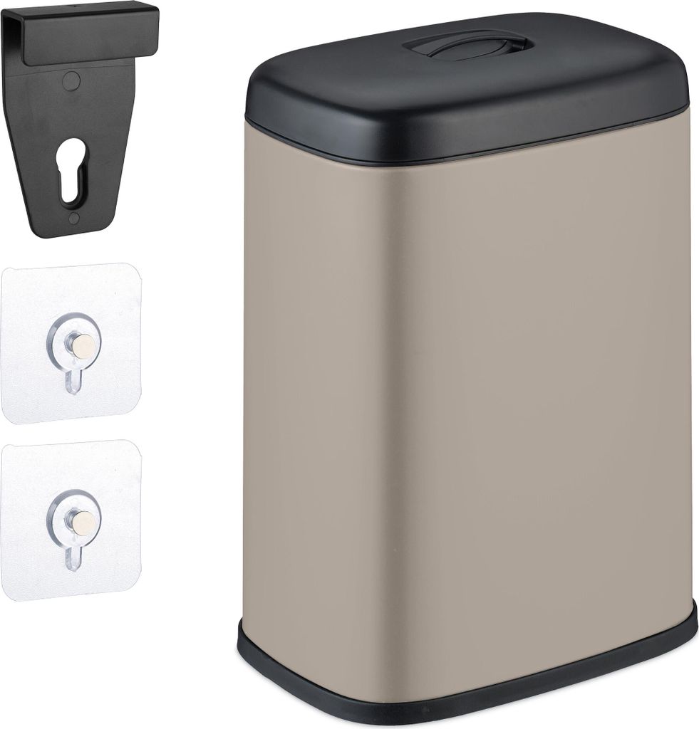 hängender Mülleimer - 5 l - Badezimmer - Küchenschrank - Metall - beige
