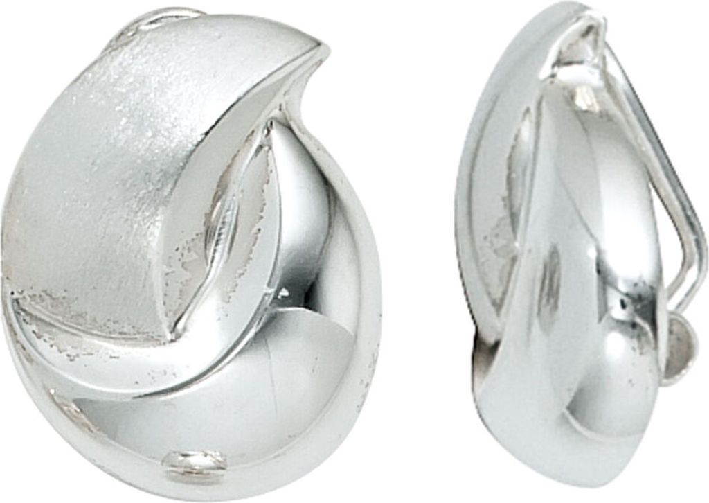 JOBO Ohrclips 925 Sterling Silber rhodiniert teilmattiert Produktbild 