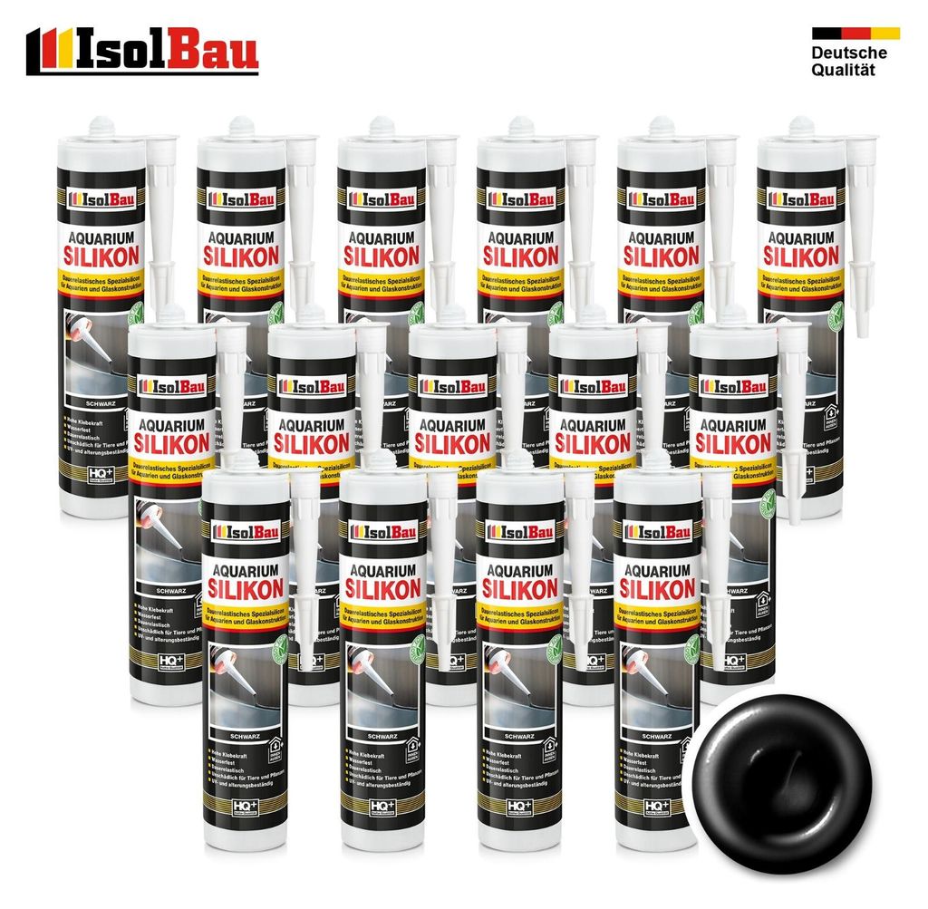 Isolbau Aquarium Silikon 15 x 300 ml Schwarz Spezial-Silikon Glaskonstruktion