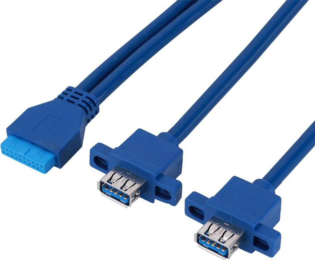 USB3.0 19PIN TO 2AF Front Motherboard Panel Mount Cable Image du produit 