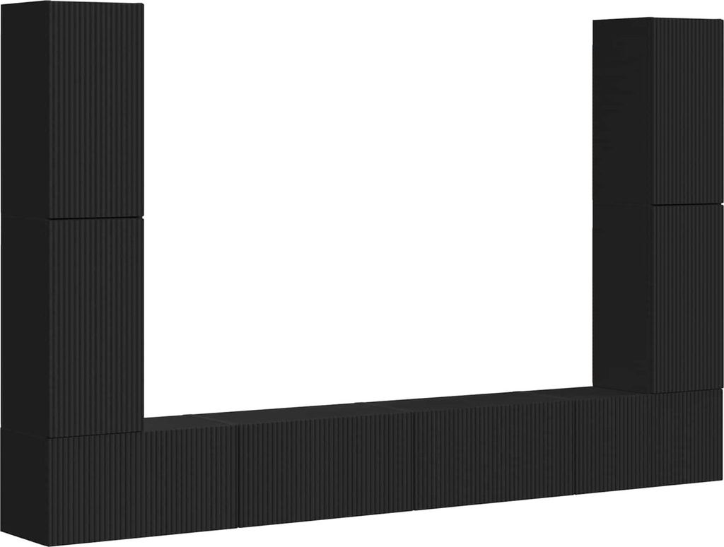 TV-Schrankset 8 pcs Schwarz Holzwerkstoff