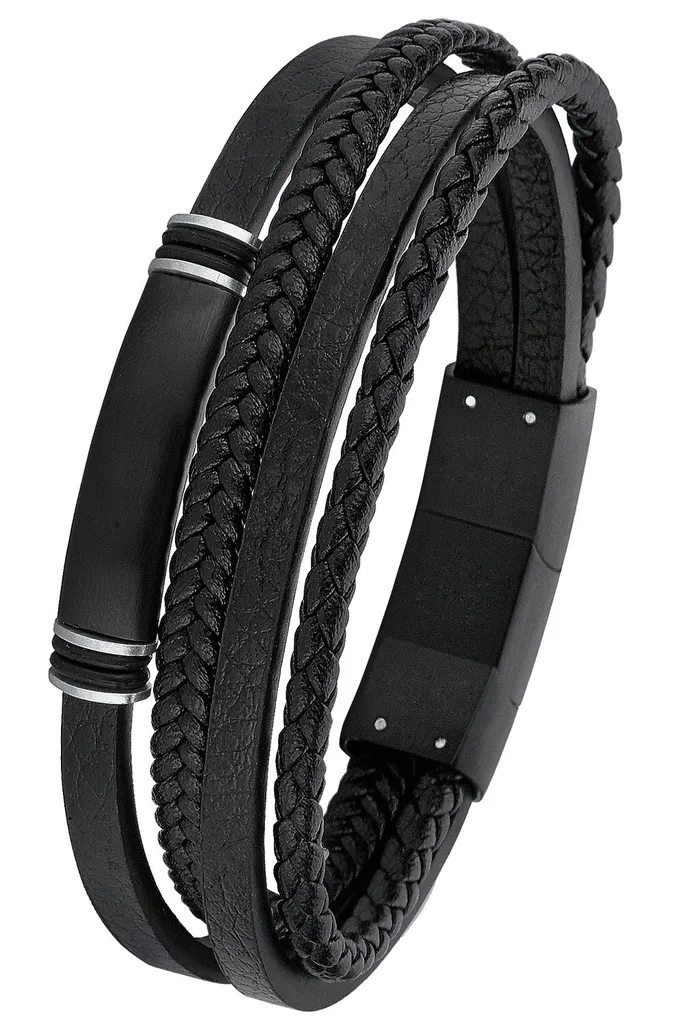 s.Oliver Bracciale da uomo 20+1,5 cm intrecciato acciaio inox pelle 21