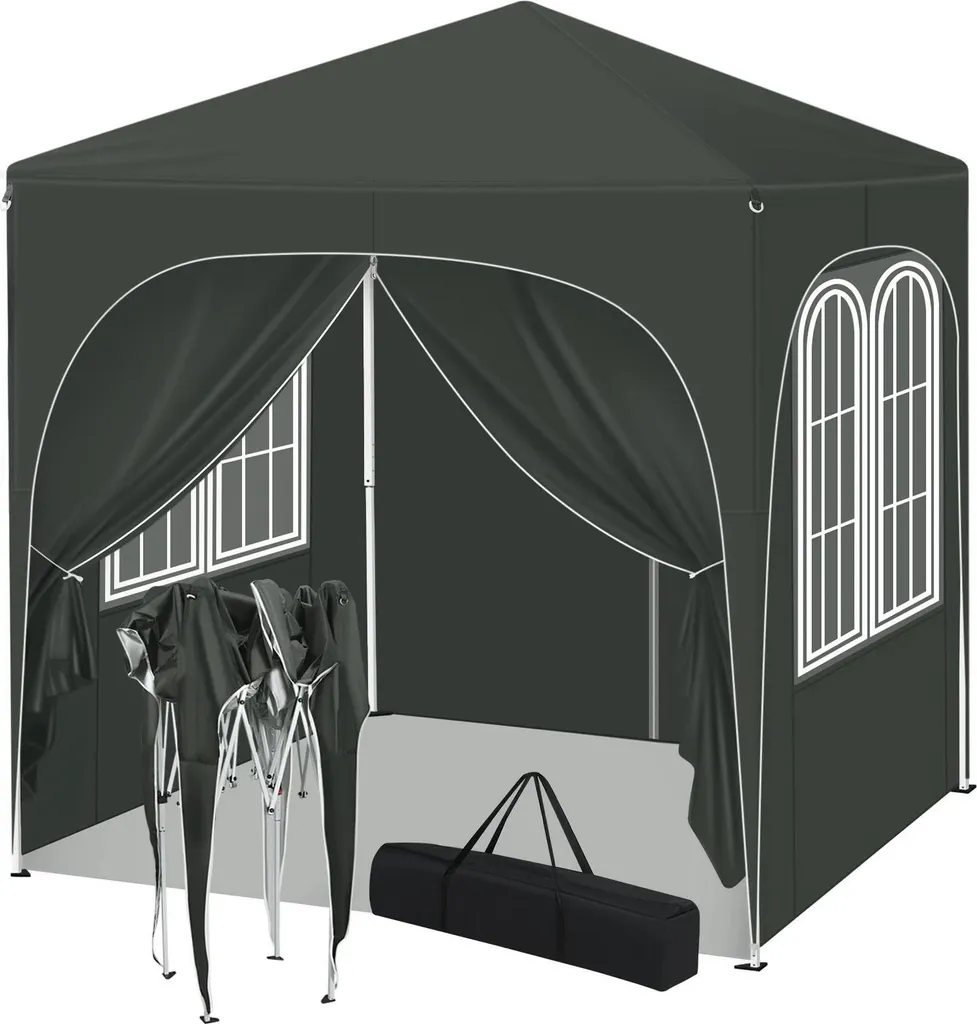 Abri de jardin pliant anti-UV 2x2 m pour se protéger du soleil gris