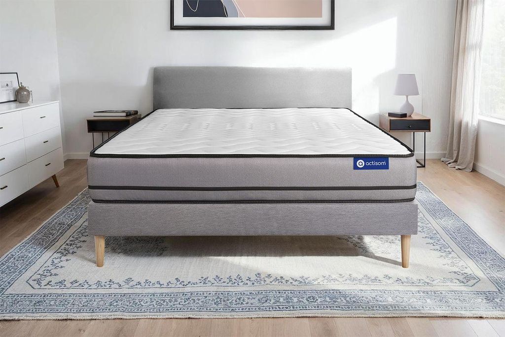 Actimemo night matratze 140x190cm + Bettgestell mit lattenrost - Dicke : 20cm - Memory-schaum - H5
