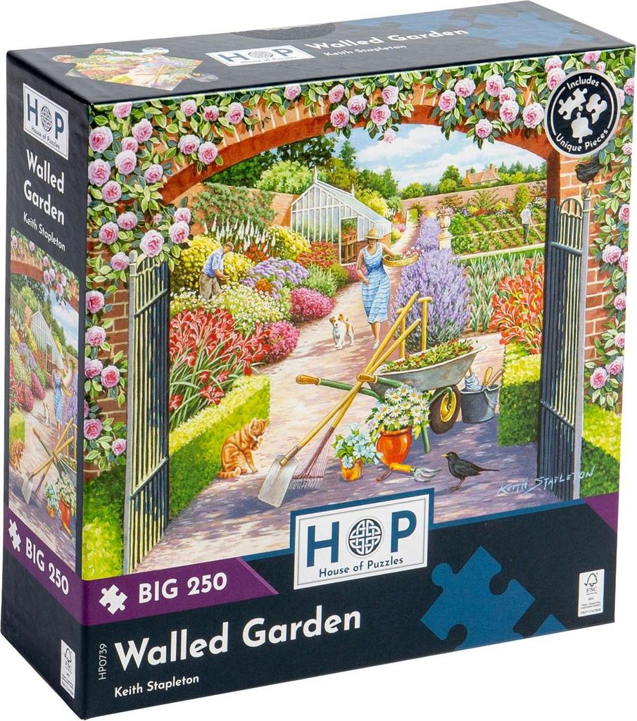 Großes 250-teiliges Puzzle „Ummauerter Garten“