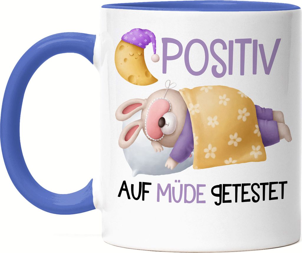 Positiv Auf Müde Getestet Tasse Blau Träumer Langschläfer Bär Schlaftier Polster Wolke Müdigkeit Schlafmütze