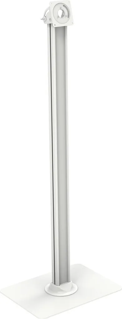 Pied de sol pour support tablette blanc avec gestion de câble discrète