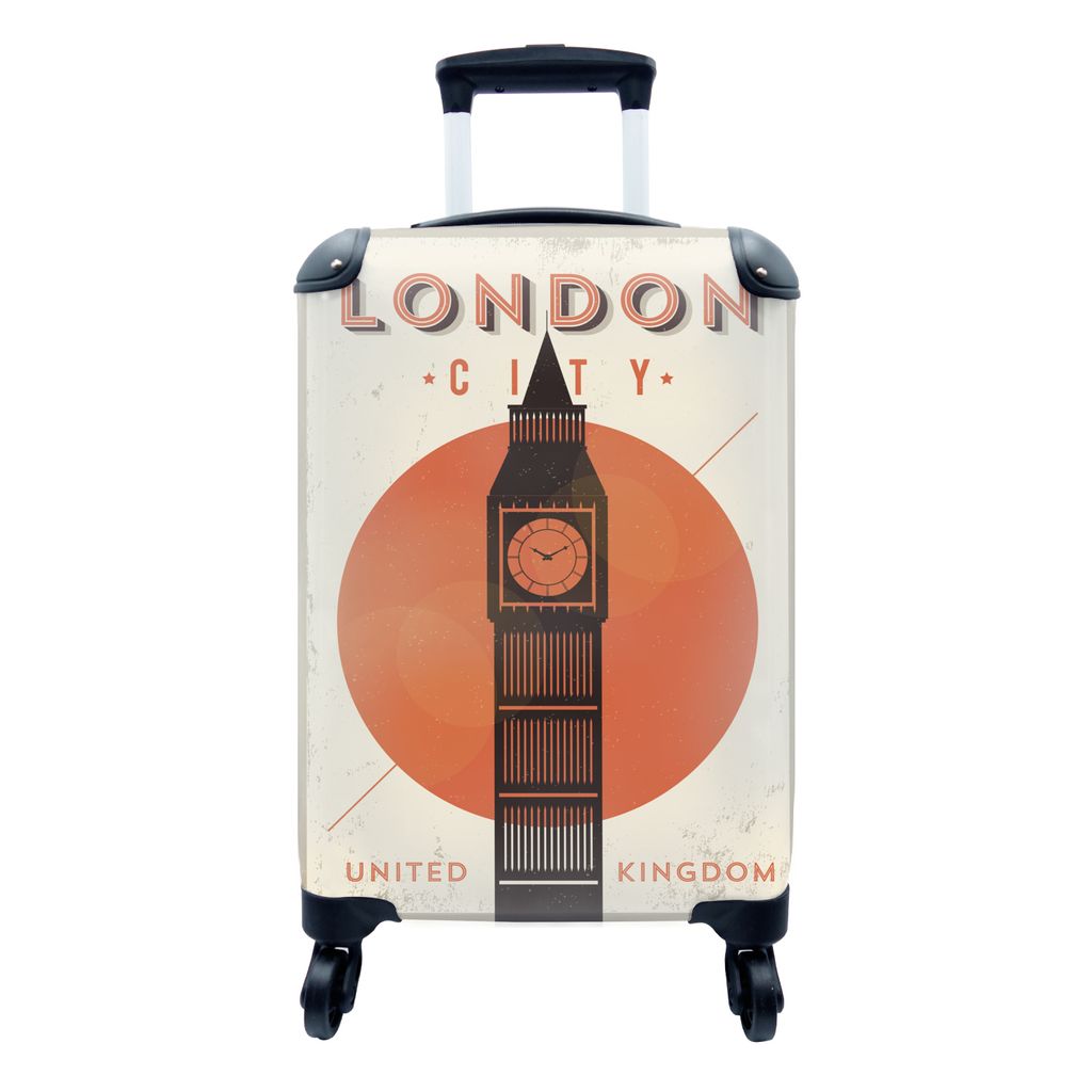 MuchoWow Koffer Handgepäck Trolley Rollkoffer Kleine Reisekoffer mit 4 Rollen - Big Ben - Jahrgang - London - Cabin Size < 55x40x23 cm & 55x40x2...