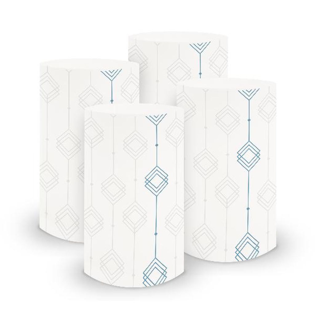 itenga 6x Windlicht klein Ornament weiß blau / nordic blue, 10,0 cm