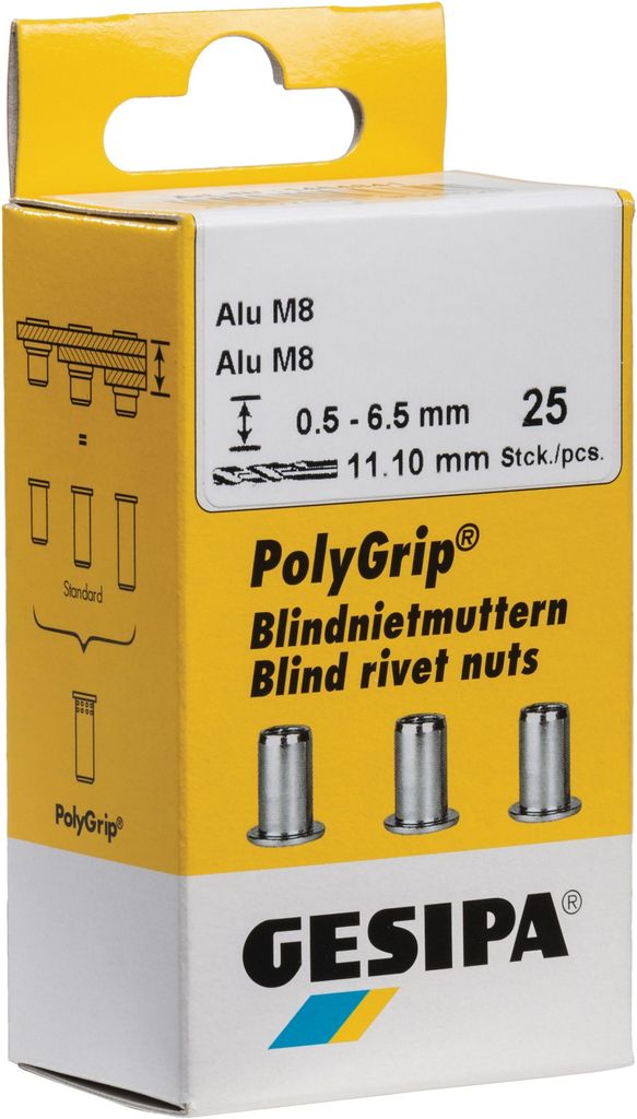 Blindnietmutter PolyGrip Nietschaft dxl 7x13,5mm M5 Alu 50 St.GESIPA