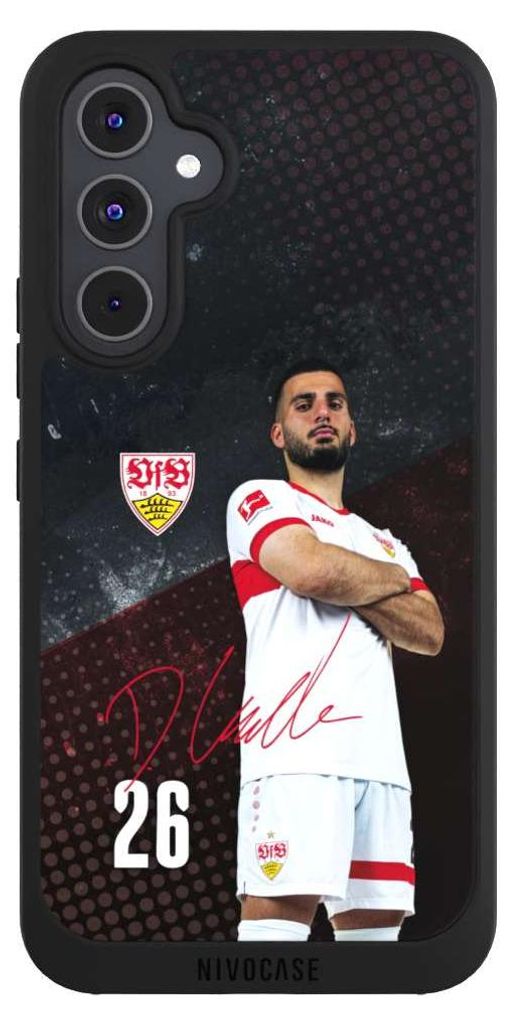 NIVOCASE Handyhülle für Samsung Galaxy A54 5G Hülle NIVOpure Case Schwarz Offizielles Lizenzprodukt VfB Stuttgart Deniz Undav