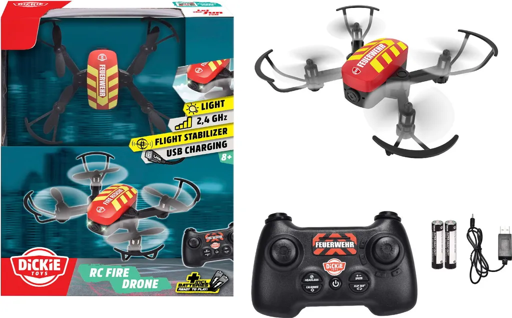 Drone enfant antichoc Fire Drone Dickie Toys 1:60 rouge spécial vol