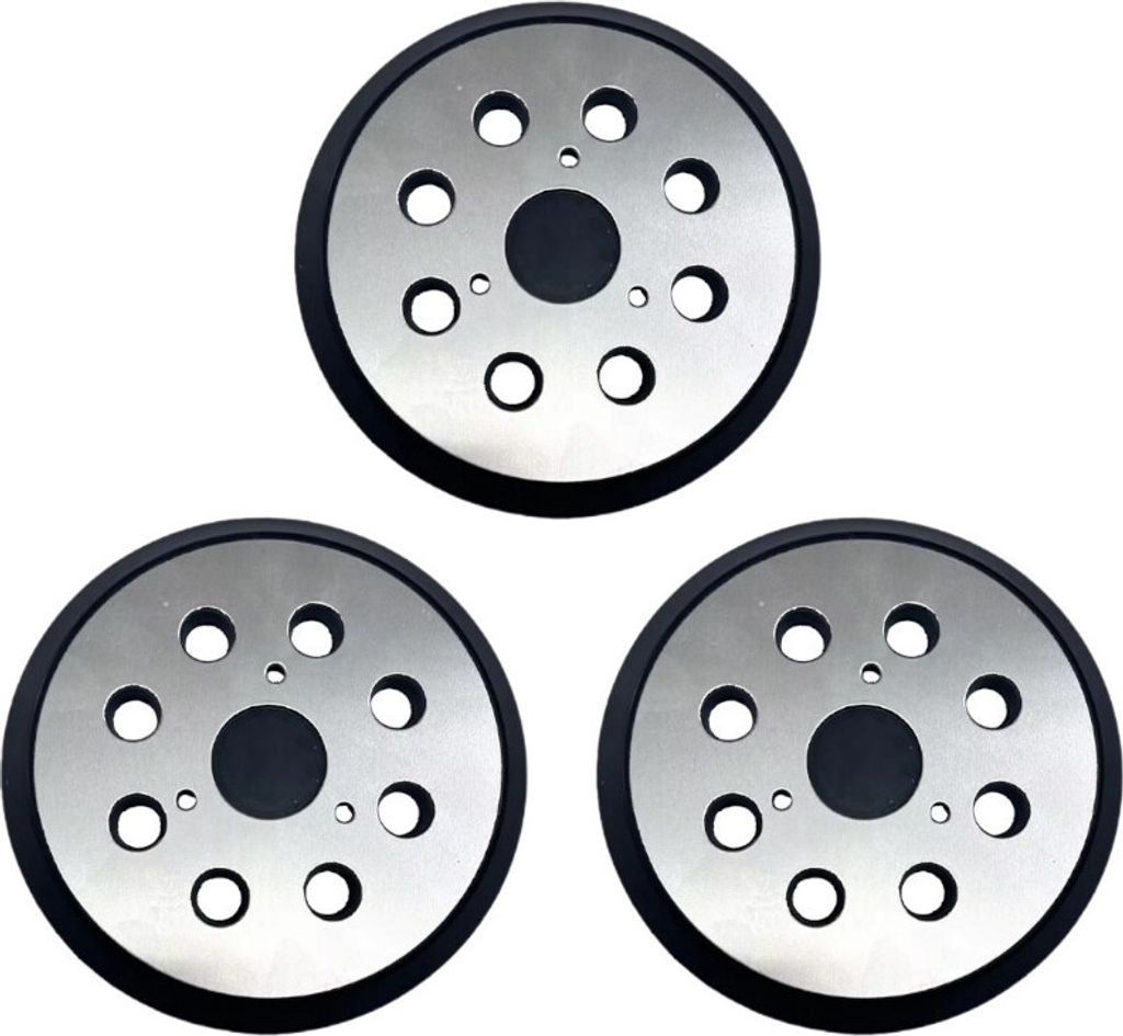 3x Trade-Shop Klett 8-Loch Schleifteller Haftteller Stützteller 125mm mit Metall-Rückseite für Dewalt DW420/K DW421/K DW423/K DW426/K D26453/K D...
