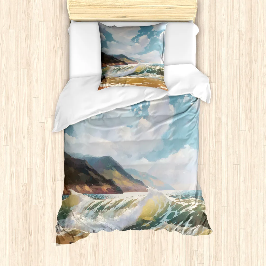 Set Copripiumino Mare Onde 135x200: Design Artistico ABAKUHAUS Antiacaro