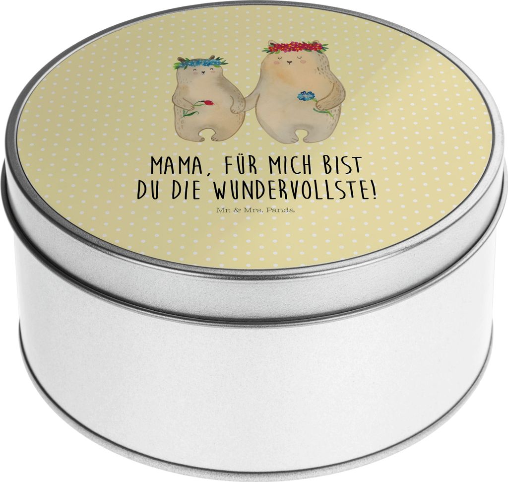 Mr. & Mrs. Panda Kaffeedose Bären mit Blumenkranz - Gelb Pastell - Geschenk, Dose, Muttertag, Bruder, Mom, Mutter, zuckerdose, Vorratsdosen, Keksd...