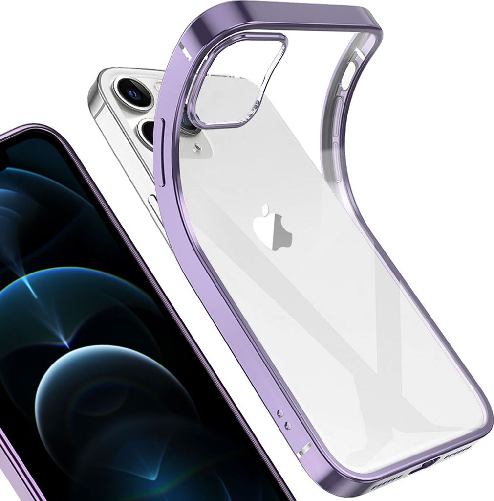 iPhone 12 Pro Max Hülle, LaimTop Leicht Transparent Klar Gel TPU Silikon Quadratisch Überzug Rahmen Schutzhülle für iPhone 12 Pro Max Lila
