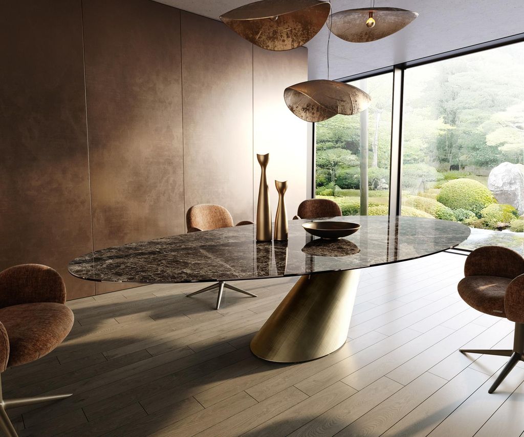 DELIFE Esstisch Edge Oval 315x150 cm Keramik Emperador Produktbild 