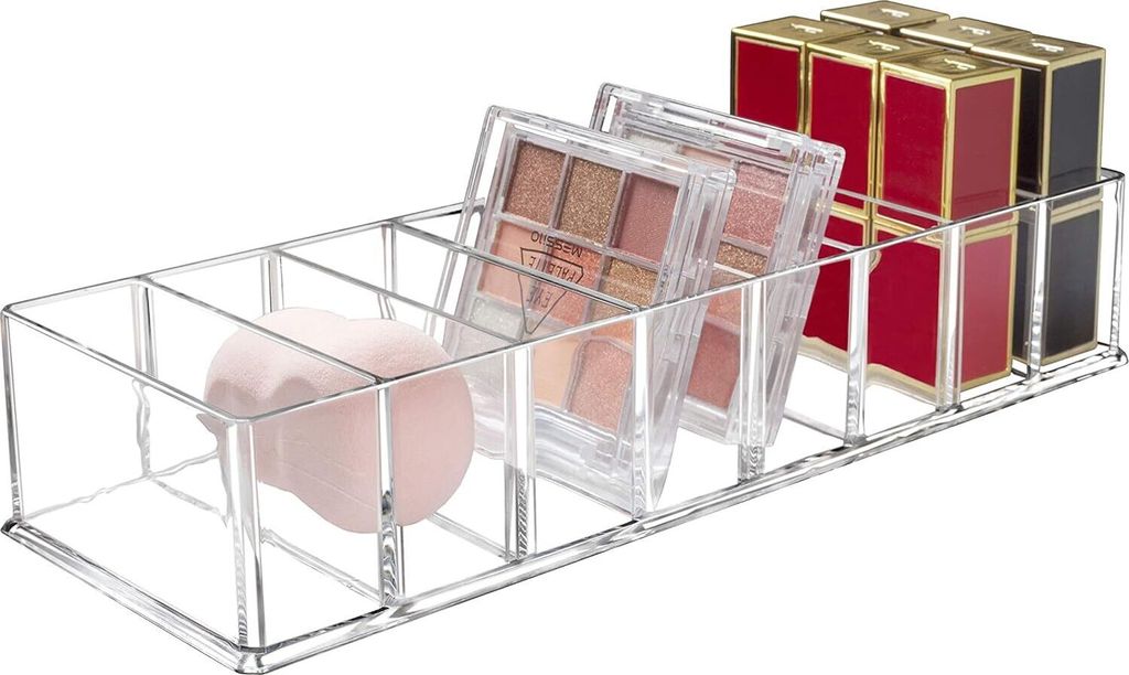 Abnehmbarer Kosmetik Organizer 8 Fächer - Transparente Plexiglas Aufbewahrungsbox für Kommode und Badezimmer
