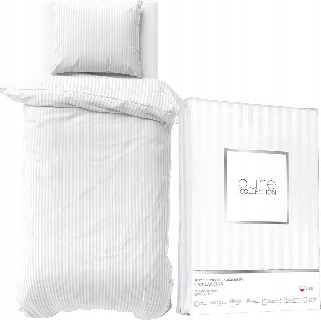 Satin Bettwäsche Set 140x200 Glatt Gestreift Premium Weiß