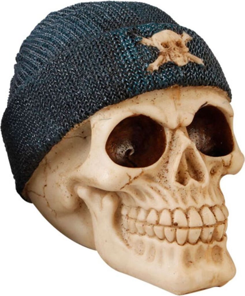 Sparschwein 4 Totenkopf-Motive Polyresin Spardose Biker DJ Cool Mütze