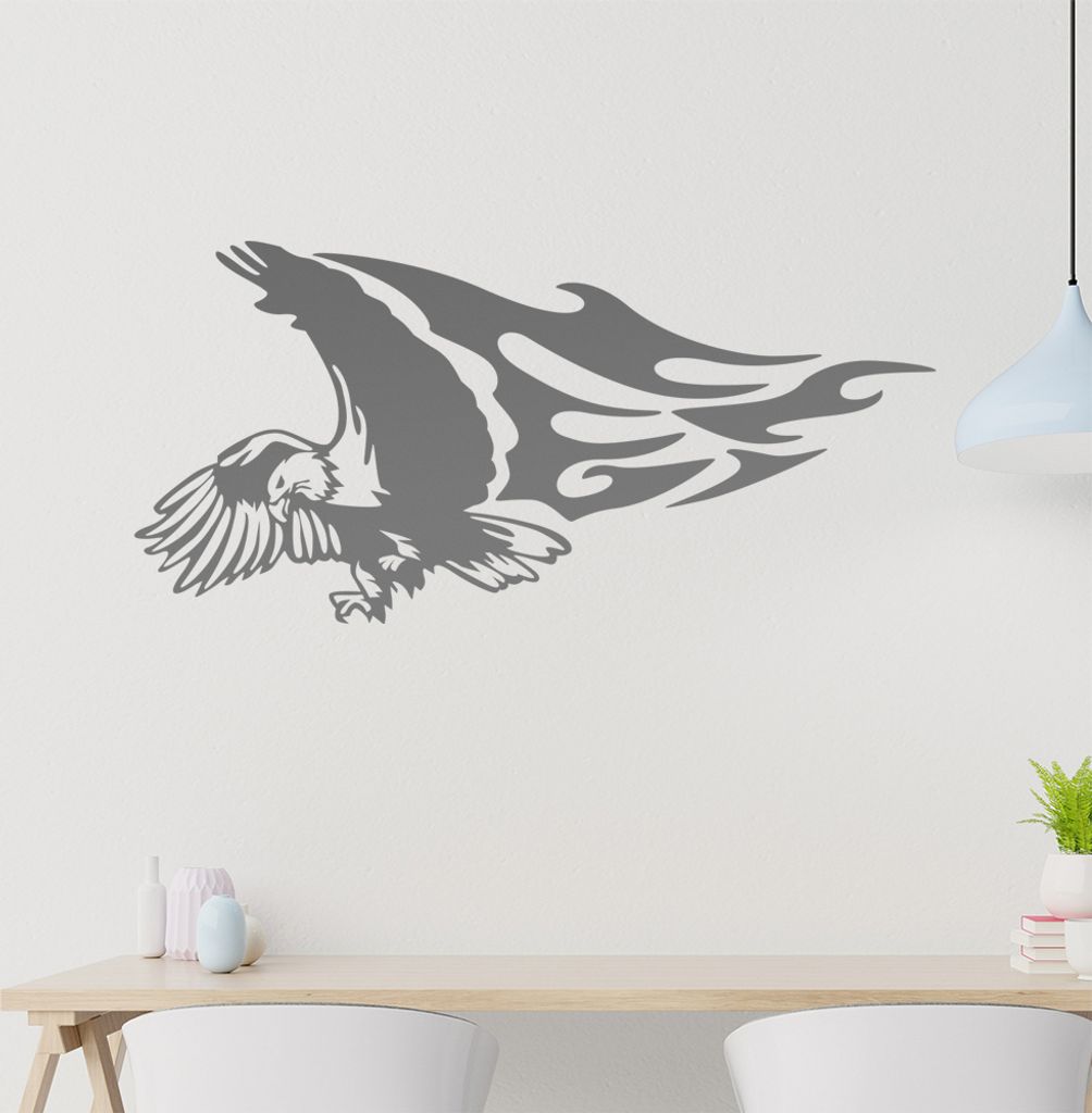 Flammen Adler Wandtattoo in 6 Größen - Wandaufkleber Wall Sticker - Dekoration, Küche, Wohnzimmer, Schlafzimmer, Badezimmer