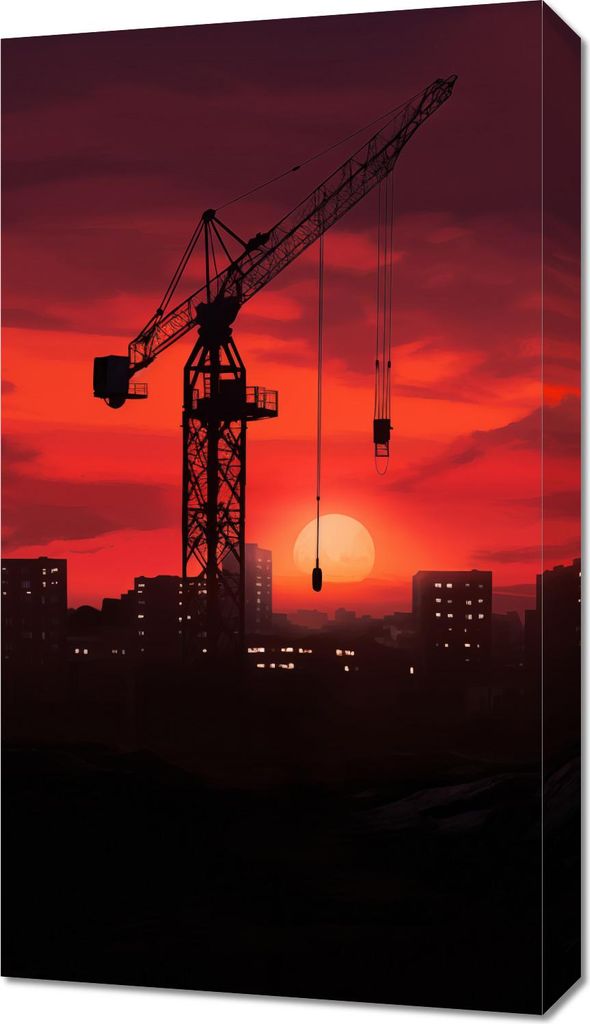 Bild 40x70cm Dämmerung über der Baustelle