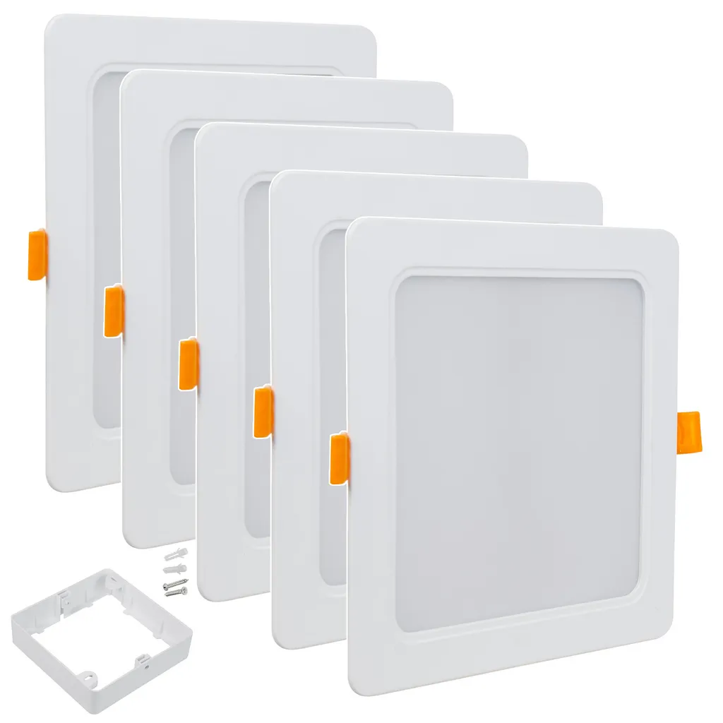 Plafonnier LED Carré Extra Plat 18W 4000K Maclean avec Cadre en Saillie x5