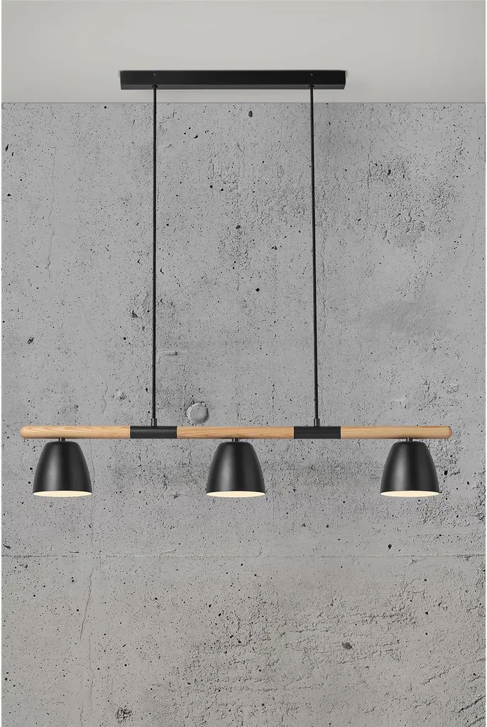 Suspension 3 Lumières pour Cuisine ou Table Theo GU10 Noire Moderne