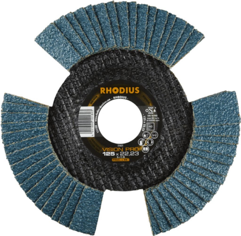 10x RHODIUS VISION PRO Ø 125 mm Zirkon Fächerschleifscheibe mit Lamellen SU 60