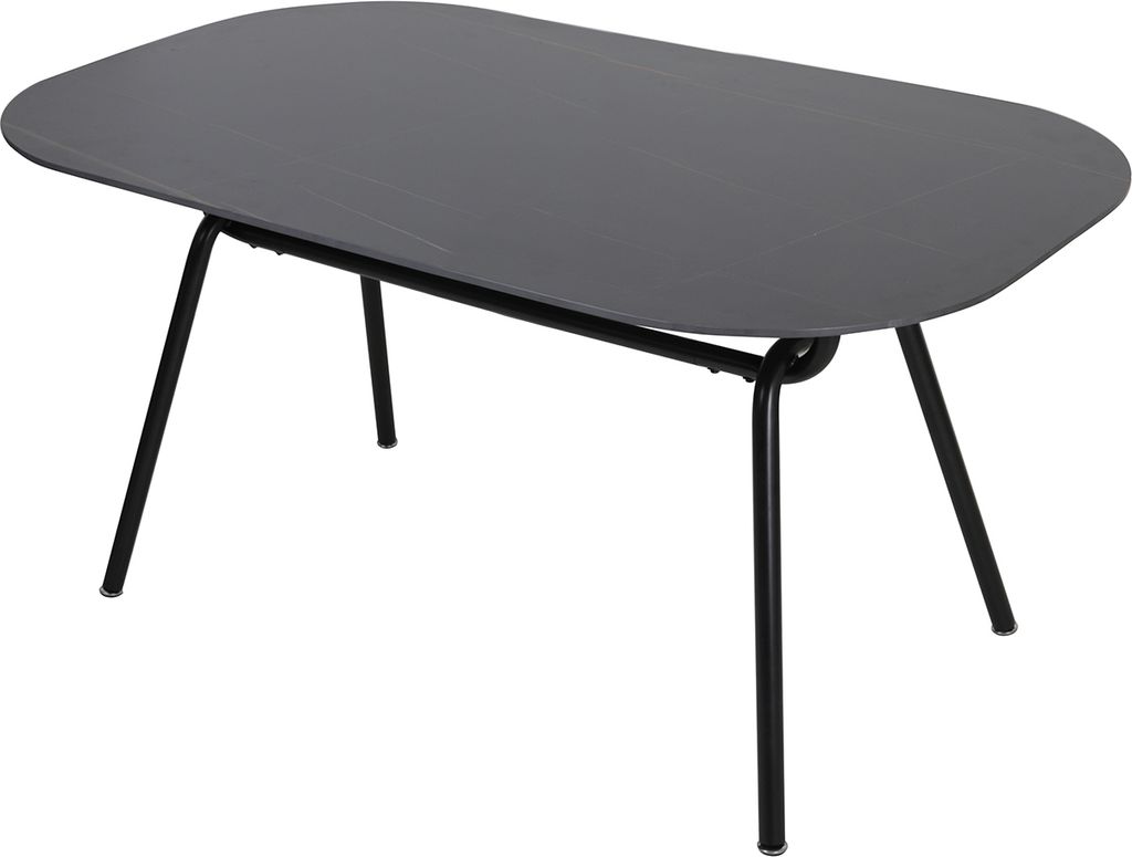 Möbilia Esstisch 150 x 90 cm | Platte Sinterstein 11 mm | Gestell Metall | B 150 x T 90 x H 75 cm | grau-schwarz | 28020011 | Serie TISCH