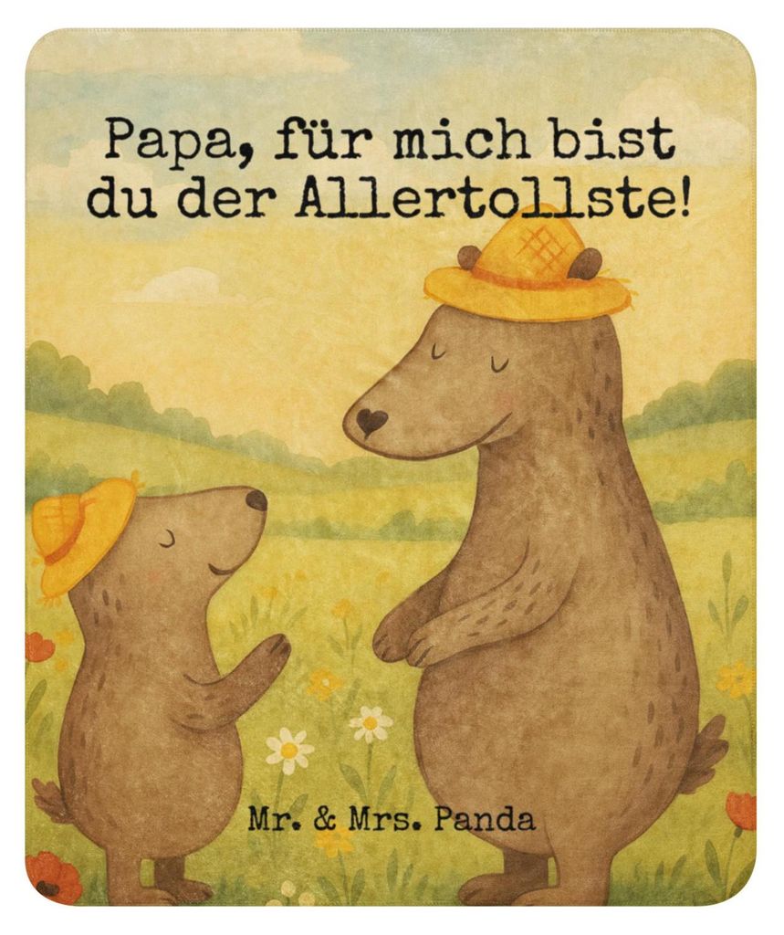 Mr. & Mrs. Panda Decke Bären mit Hut Design 130 x 155 cm - Weiß - Geschenk, Vatertag, Kinder, Muttertag, Tagesdecke, Heimdecke, Bär, Kuscheldeck...