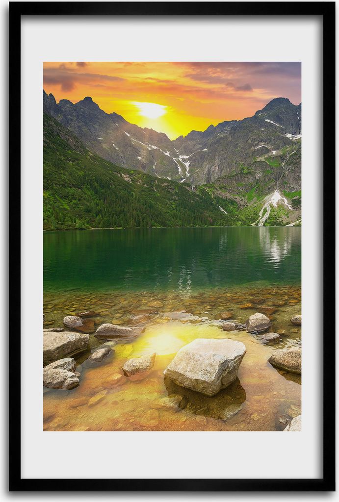 Bild - Bilderrahmen - 40 cm x 60 cm - MDF - Rahmen - Wandkunst - Seeauge der Tatra-Berge