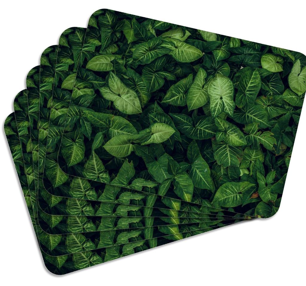 MG Design Set aus 6 Kork-Platzsets - Leaves 5 - 30 x 40 cm - hitzebeständig & abwischbar, mit Korkrückseite