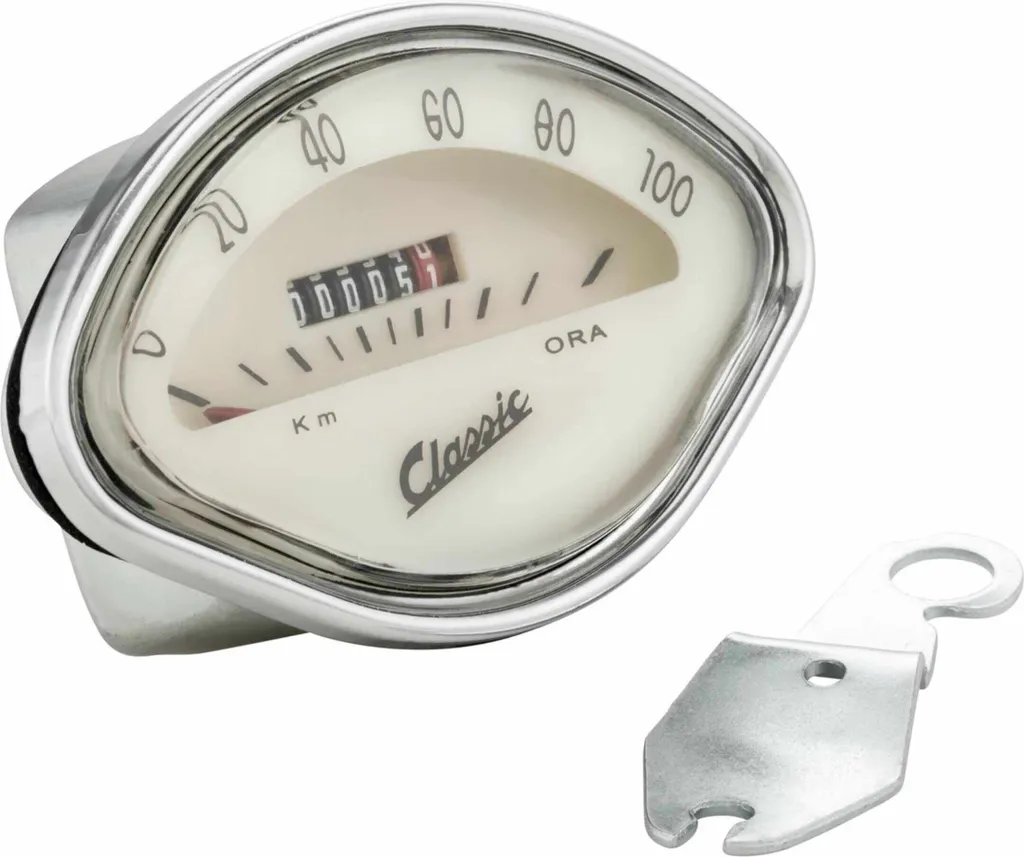 Compteur de vitesse SIP analogique 112x69 mm pour scooter rétro chrome