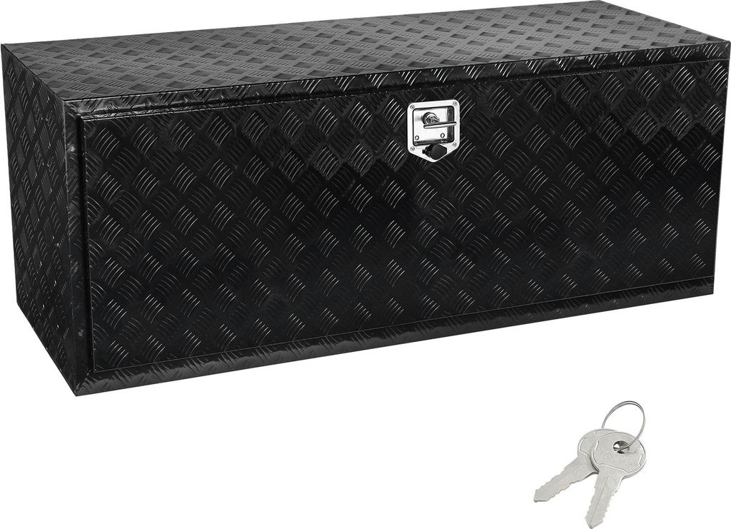 SucceBuy 60" x 24" x 24" Unterboden-Pickup-Aufbewahrungsbox, robuster Werkzeugkasten aus Aluminium mit Diamantplatte und Schloss, wasserdichte Anh...