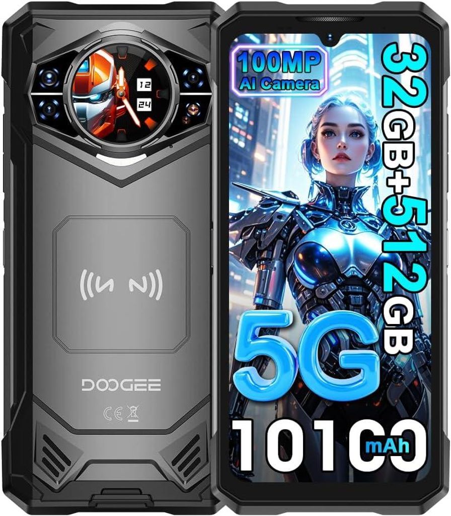 DOOGEE S200 X 5G Outdoor Handy Ohne Vertrag 32GB + 512GB DDR5 Outdoor Smartphone Android 14, 10100mAh 6.72 Zoll FHD+ 120Hz 100MP IP68 NFC, Grau