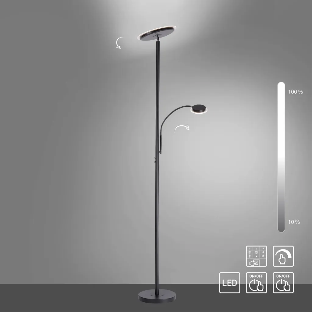 Lampadaire LED pour coin lecture, intensité variable et tête inclinable - 7