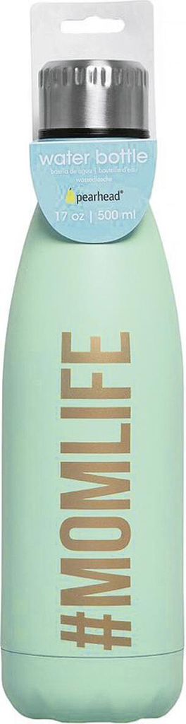Pearhead #Momlife Edelstahl-Wasserflasche, BPA-frei, Muttertags-Andenken für neue Mütter und werdende Mütter, Reiseflasche, Blaugrün, 500 ml, B...