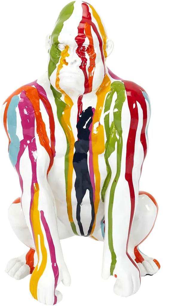 Sculpture de Gorille Décorative Blanche 24cm Effet Rainbow Design - 2