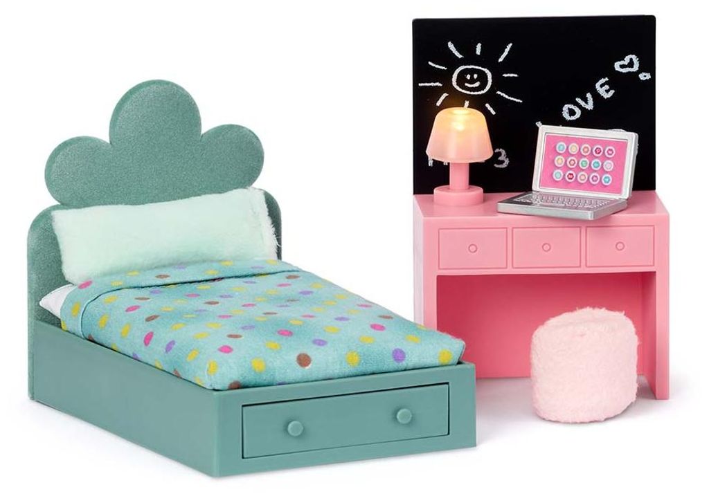 Lundby Puppenhaus Jugendzimmer Möbelset - Zubehör für Puppenhaus