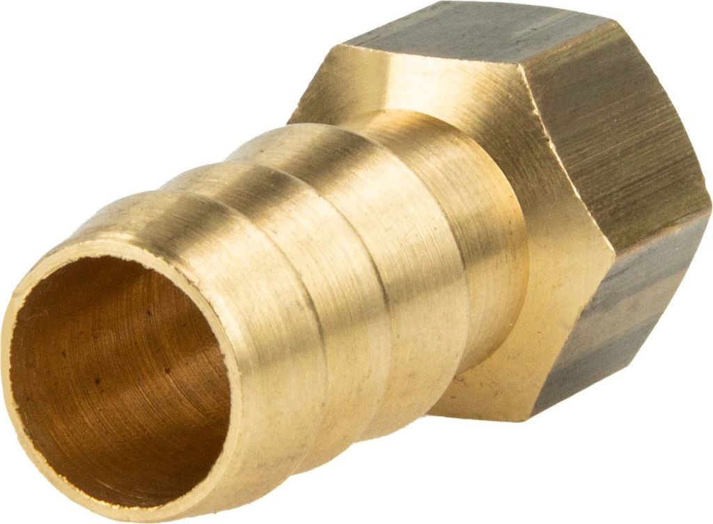 tecuro Sechskant-Schlauchtülle mit Innengewinde Rp 1/4 Zoll x Tülle Ø 13 mm - Messing blank