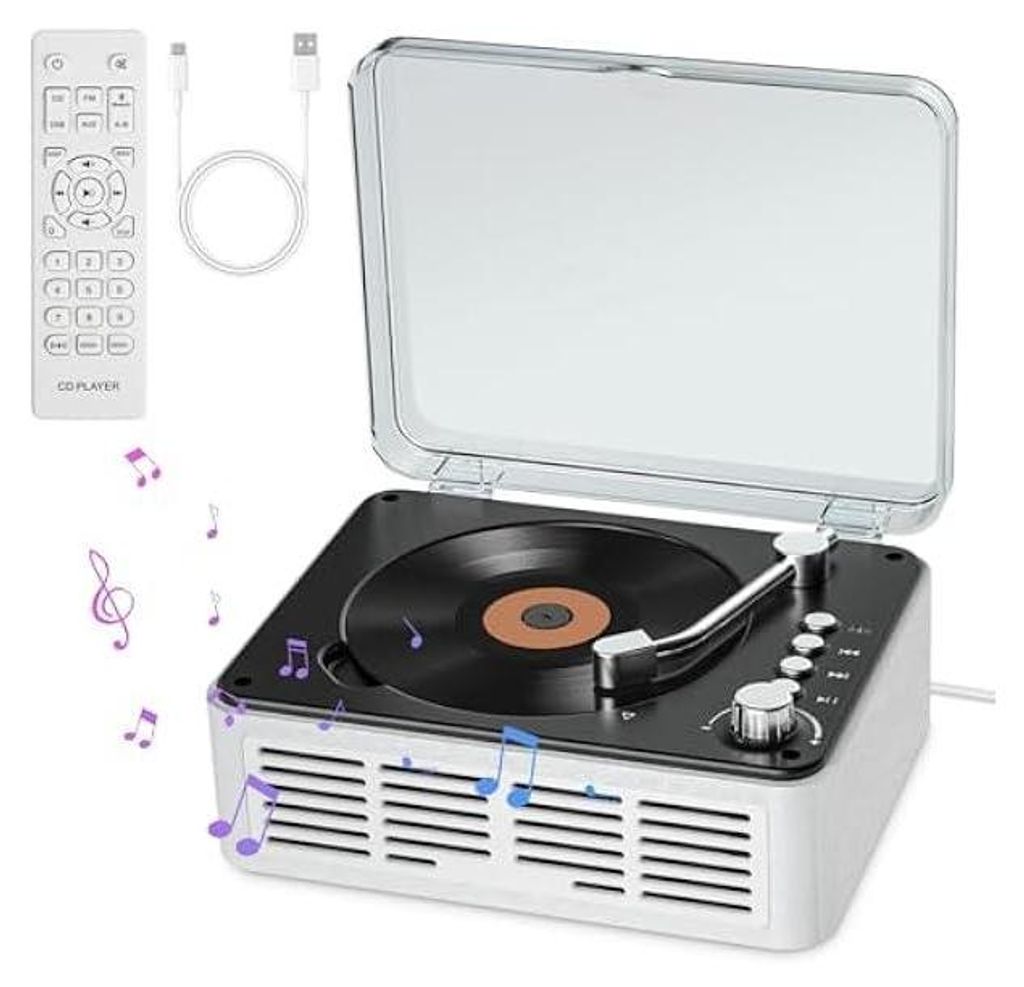 CD přehrávač s HiFi stereo reproduktory, vintage Bluetooth Obrázek produktu 