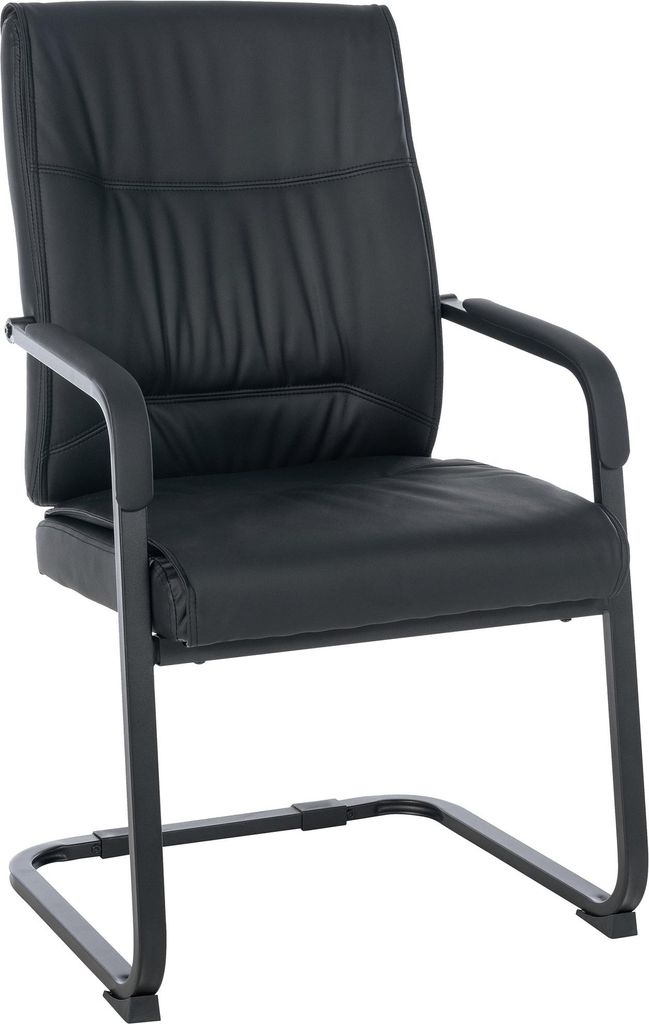 XL Besucherstuhl MIAMI - Kunstleder Schwarz/schwarz 58x65x102 cm | Besucherstühle Konferenzstuhl Wartezimmerstuhl Bürostühle Bürostuhl Konferen...