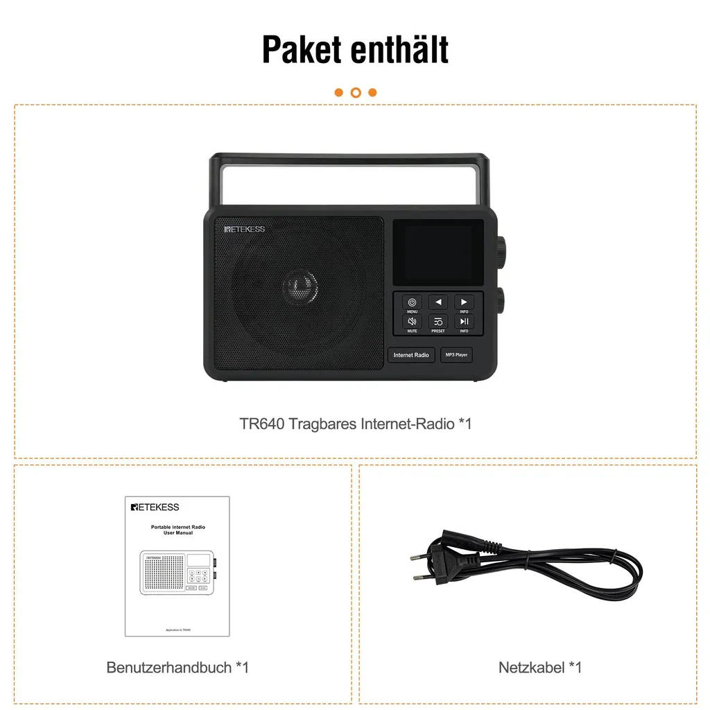 Radio Internet DAB+ Retekess TR640 sans grésillements avec télécommande - 9