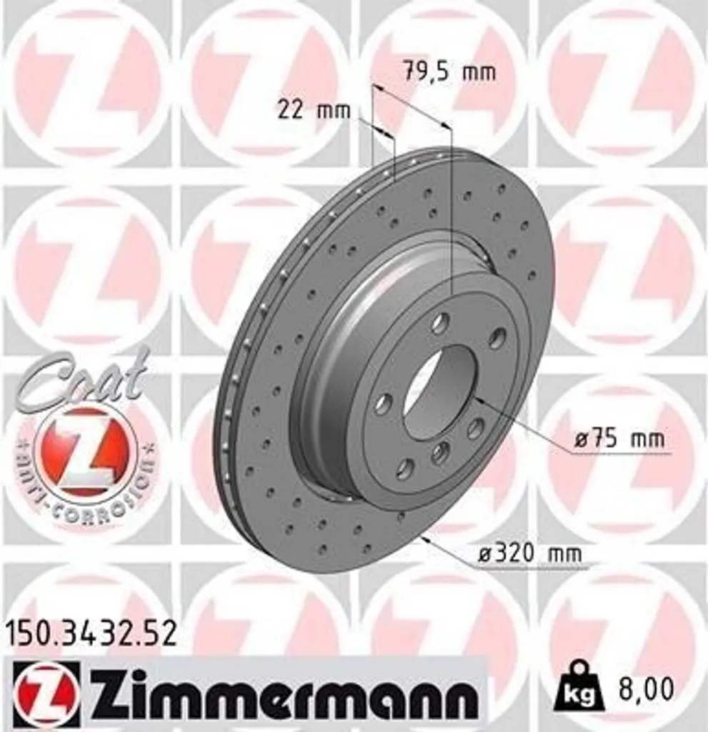 Fini les vibrations au freinage : Disque Zimmermann 150.3432.52 BMW X3