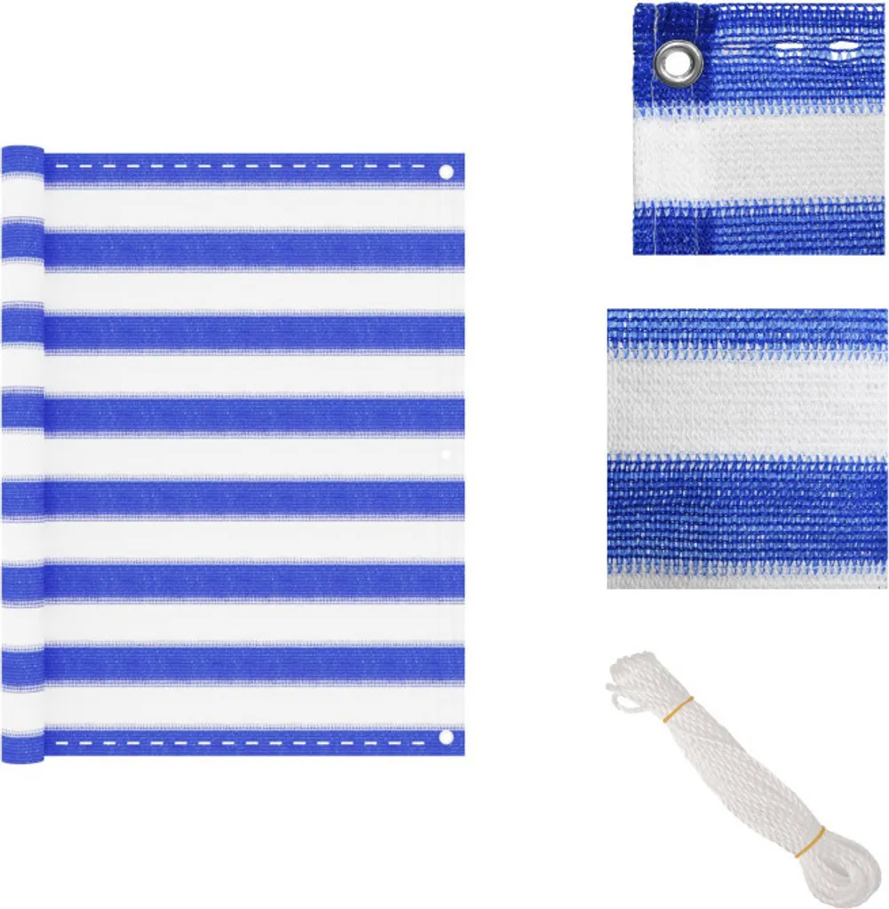 vidaXL Paravento per balconi blu e bianco 90x500 cm HDPE - Ombrelloni e tende da sole